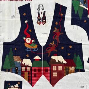 Vintage DreamSpinners Christmas Vest Cut Sew Fabric Panel Cottage Granny DIY